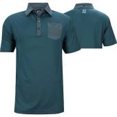 FootJoy ProDry Lisle Tonal Trim Golf Shirts - FJ Tour Logo Available in Ink blue with tonal accents