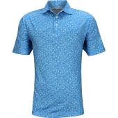 Peter Millar Shrimp Cocktail Aqua Cotton Golf Shirts in Island blue with novelty print
