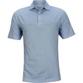 Peter Millar Tropical Geo Aqua Cotton Golf Shirts in Ocean blue with subtle print