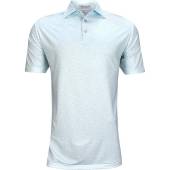 Peter Millar Gator Performance Jersey Golf Shirts in White with light blue sports print