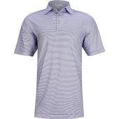 Peter Millar Salton Performance Jersey Golf Shirts in White with navy and red print