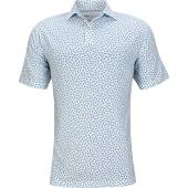 Peter Millar Dri-Release Natural Touch Turtle Tide Golf Shirts in White with blue turtle print