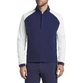 Peter Millar Shield Colorblock Half-Zip Golf Rain Pullovers - Previous Season Style in Navy with white color block