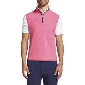 Peter Millar Crown Crafted Flex Adapt Half-Zip Golf Vests - Tour Fit in Begonia pink with navy accents