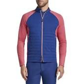 Peter Millar Hyperlight Merge Hybrid Colorblock Full-Zip Golf Jackets in Sport navy with cape red color block