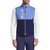 Peter Millar Hyperlight Colorblock Fuse Hybrid Full-Zip Golf Vests in Blue batik with navy color block