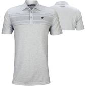 TravisMathew Bankroll Golf Shirts - ON SALE in Heather light grey with chest print