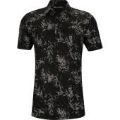 TravisMathew The Riegel Golf Shirts in Black with fern print