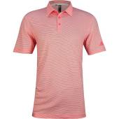 Adidas Primegreen Ottoman Pencil Stripe Golf Shirts in Semi turbo pink with white stripes