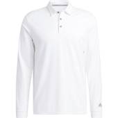 Adidas Primegreen UPF Heather Long Sleeve Golf Shirts in White