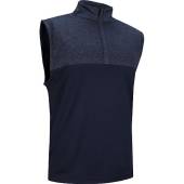 FootJoy Heather Yoke Half-Zip Golf Vests - FJ Tour Logo Available in Navy with heather navy chest