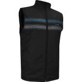 TravisMathew Life Full-Zip Golf Vests in Black with multicolor chest stripes
