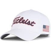 Titleist Players Performance Adjustable Golf Hats - Limited Edition Stars & Stripes in White with navy and red accents