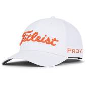 Titleist Tour Performance Adjustable Golf Hats in White with flame orange script