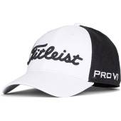 Titleist Tour Performance Mesh Snapback Adjustable Golf Hats in White with black accents and mesh