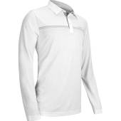 TravisMathew Unplugged Long Sleeve Golf Shirts in White with grey chest stripes