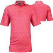 FootJoy ProDry Lisle Painted Floral Golf Shirts - FJ Tour Logo Available in Watermelon with floral print