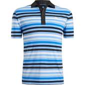 G/Fore Favourite Stripe Golf Shirts in Vista blue with multicolor stripes