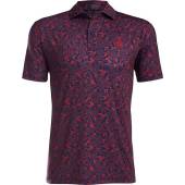 G/Fore Garden Floral Golf Shirts in Twilight navy with red floral print