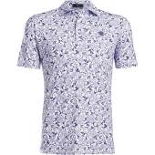 G/Fore Garden Floral Golf Shirts in Snow white with purple floral print
