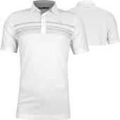 TravisMathew Just One More Golf Shirts in White with grey chest stripes