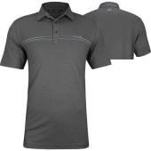 TravisMathew Knot Today Golf Shirts in Heather dark grey with blue chest stripe