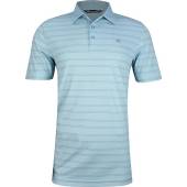 TravisMathew Tahoe Golf Shirts in Heather delphinium blue with grey stripes