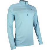 TravisMathew Trout Of This World Quarter-Zip Golf Pullovers - ON SALE in Heather delphinium blue with grey stripes