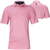 FootJoy ProDry Lisle Spiral Line Print Golf Shirts - FJ Tour Logo Available in Watermelon pink with subtle print