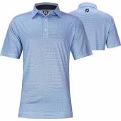 FootJoy ProDry Lisle Spiral Line Print Golf Shirts - FJ Tour Logo Available in Ocean blue with subtle print
