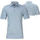 FootJoy ProDry Lisle Multi-Stripe Golf Shirts - FJ Tour Logo Available in Azure blue with denim and purple stripes