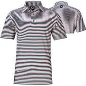 FootJoy ProDry Lisle Multi-Stripe Golf Shirts - FJ Tour Logo Available in White with watermelon, navy, and sea green stripes