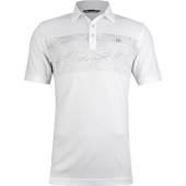TravisMathew Activate Golf Shirts in White with light grey chest stripe