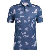 Adidas Splatter Print Golf Shirts in Crew navy with bliss lilac print