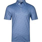 Peter Millar Blackstone Performance Jersey Golf Shirts in Iceberg blue with novelty print