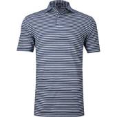 Peter Millar Crown Crafted Rees Performance Jersey Golf Shirts - Tour Fit in Stardust blue with multi-colored stripes