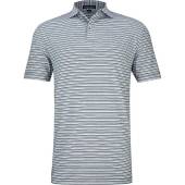 Peter Millar Crown Crafted Rees Performance Jersey Golf Shirts - Tour Fit in Balsam green with multi-colored stripes