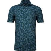 Peter Millar Crown Crafted Alpine Voyage Performance Jersey Golf Shirts - Tour Fit - Previous Season Style - ON SALE in Balsam green with novelty print