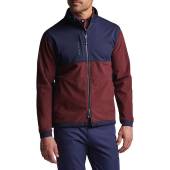 Peter Millar Thermal Block 3L Full-Zip Golf Jackets in Bordeaux red with navy chest