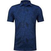 TravisMathew Bearville Golf Shirts in Estate blue with leafy print