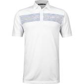 TravisMathew In A Meeting Golf Shirts in White with chest stripes