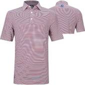 FootJoy ProDry Lisle Even Stripe Golf Shirts - FJ Tour Logo Available in White with racing red and twilight stripes