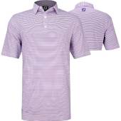 FootJoy ProDry Lisle Even Stripe Golf Shirts - FJ Tour Logo Available in White with orchid and violet stripes
