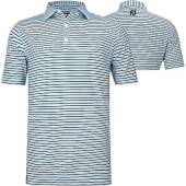 FootJoy ProDry Lisle Even Stripe Golf Shirts - FJ Tour Logo Available in White with true blue and navy stripes