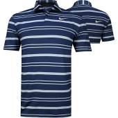 Nike Dri-FIT Tour Stripe Golf Shirts in Midnight navy with light grey stripes