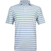 Peter Millar Joan Performance Jersey Golf Shirts - ON SALE in Maritime blue with yellow and white stripes