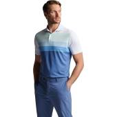 Peter Millar Crown Crafted Cornwell Performance Jersey Golf Shirts - Tour Fit in White and blue with ombre colorblock