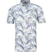 TravisMathew Around The Bay Golf Shirts - HOLIDAY SPECIAL in White with navy leaf print