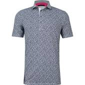 Greyson Clothiers Coral Dreams Golf Shirts - HOLIDAY SPECIAL in Arctic white with windflower blue coral print