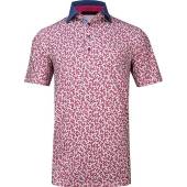 Greyson Clothiers Coral Dreams Golf Shirts - HOLIDAY SPECIAL in White with glasseye pink coral print